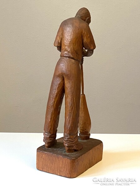 Master glassblower László Tyukodi 2001 carved wooden sculpture 43 cm