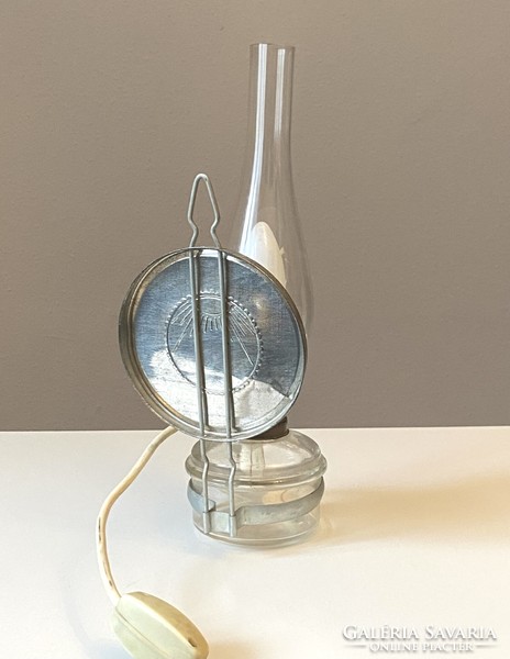 Glass kerosene lamp with electric lighting 34.5 Cm for wall and table use