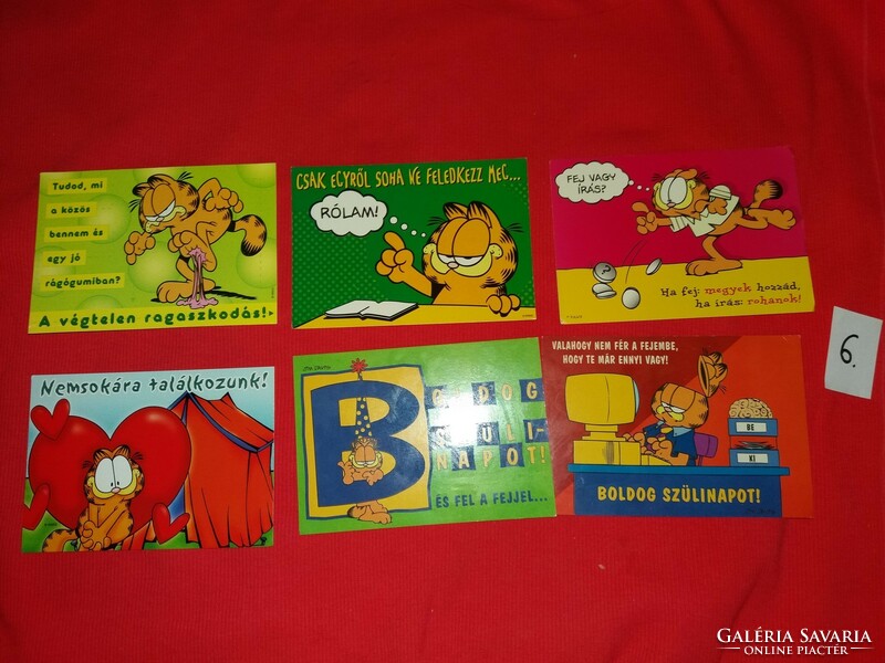 Retro képeslapcsomag 6 db posta tiszta GARFIELD humoros GYÁRI ÁLLAPOT 6.