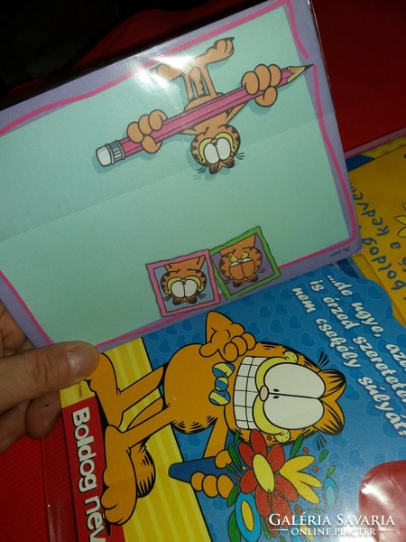 Retro szétnyitható képeslapcsomag 4 db postatiszta GARFIELD humoros bontatlan borítékkal 2.