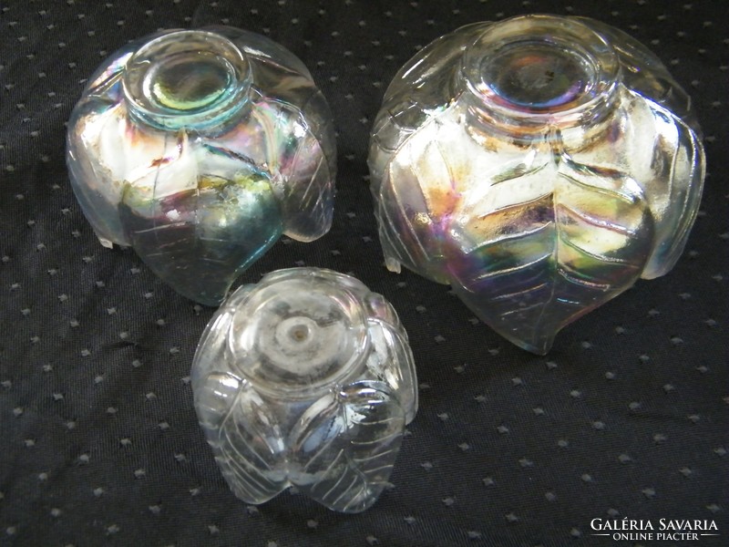 Set of candlesticks or candlesticks made of iridescent glass, 3 pcs