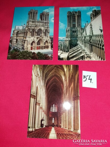 Régi képeslapok (francia) A Reims-i katedrális 1960-70-s évek 3 db egyben 54
