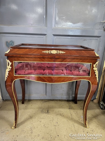 French jewelry table with an openable glass section