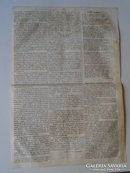 S0581 A Landerer nyomdász család - Landerer Lajos  - fametszet és cikk -1867-es újság címlapja