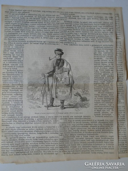 S0604 Gróf Teleki László  ravatala hosszú cikkel - fametszet és cikk-1861-es újság címlapja