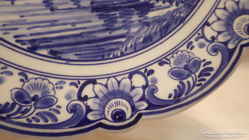 PS Delft Schoonhaven porcelán festett tájképes tányér