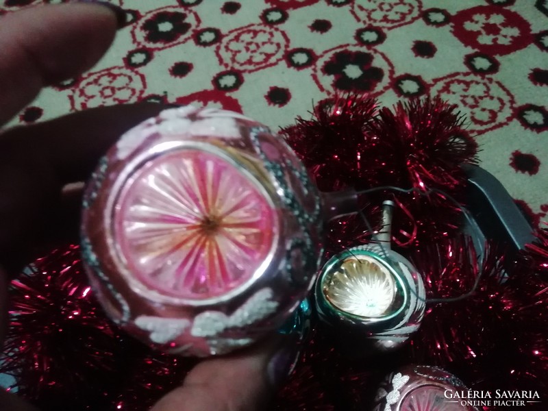 Antik karácsonyfa dísz reflexes 5 db a képeken látható állapotban
