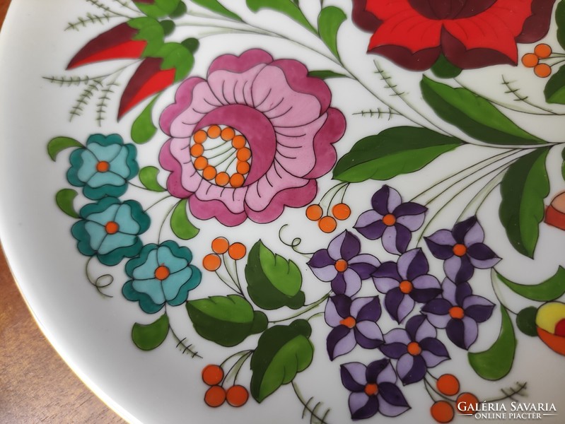 Hand-painted Hungarian Kalocsa floral porcelain wall plate
