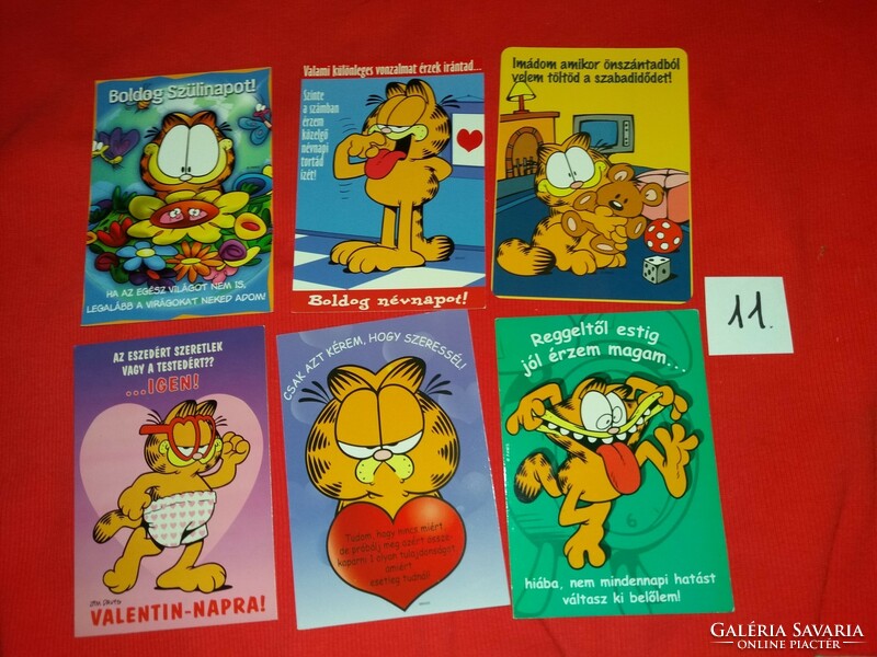 Retro képeslapcsomag 6 db posta tiszta GARFIELD humoros GYÁRI ÁLLAPOT 11.