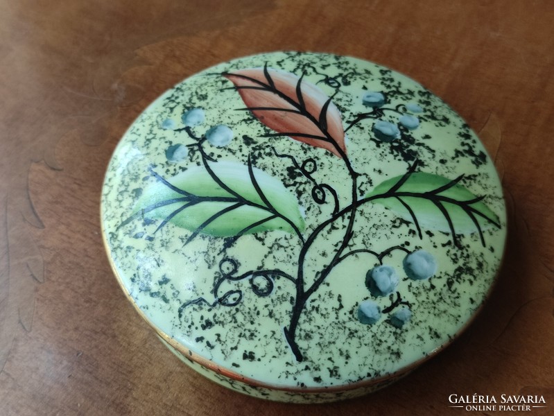 Antique drasche porcelain jewelry box, beautiful hand-painted marked art deco piece
