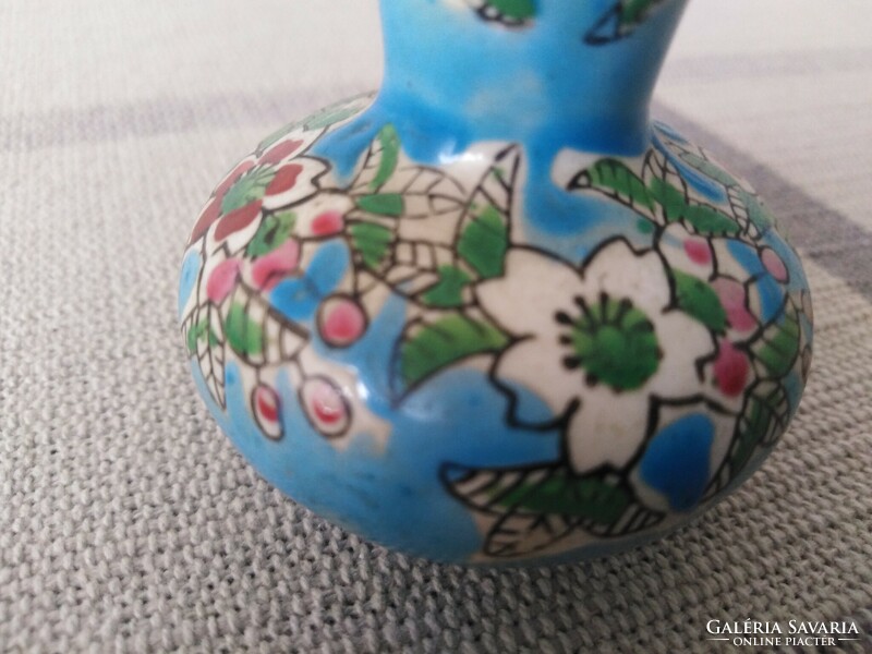Picur kerámia váza - virágosan /  kézi festett