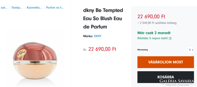 DKNY NŐI PARFÜM 100 ml  SZÁRMAZÁSI ORSZÁG  USA