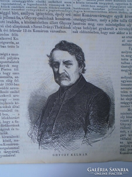 S0622 Ghyczy Kalmán of Ablanczkürthi. Minister of Finance - woodcut and article-1861 newspaper front page