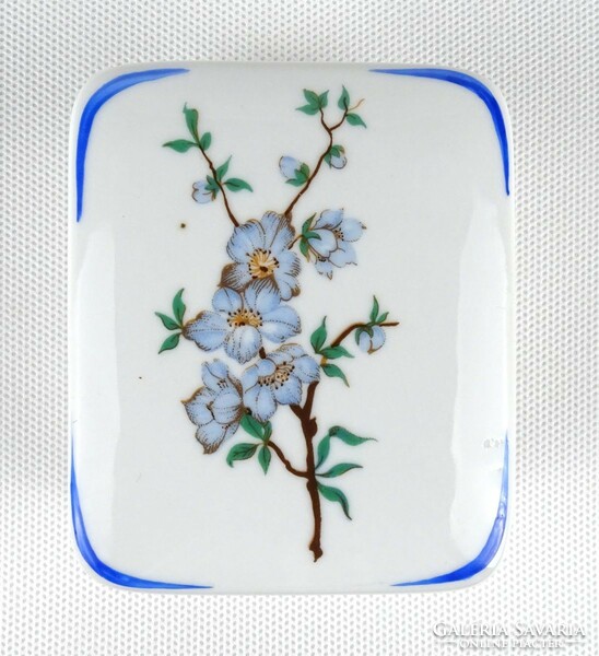 1M310 Régi kék virágos Hollóházi porcelán bonbonier