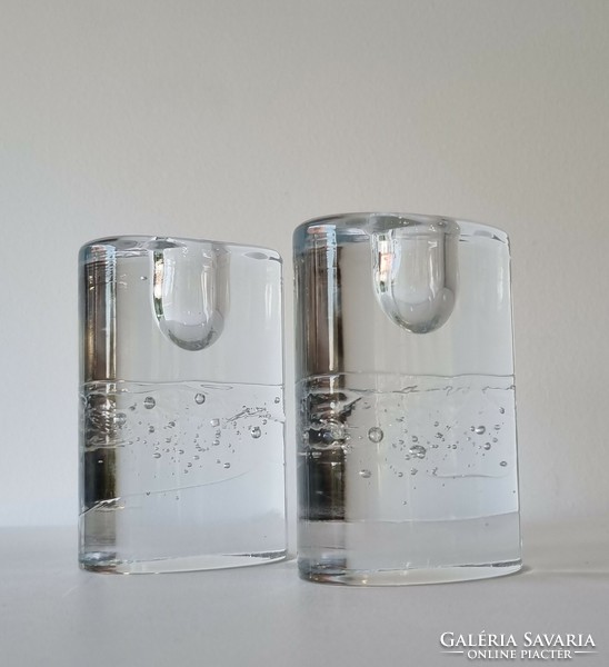 Iittala arktia solid glass design candle holder -timo sarpaneva marked finnish vintage items