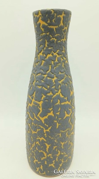 Retro applied art ceramic vase, 27.5 cm, gray-yellow