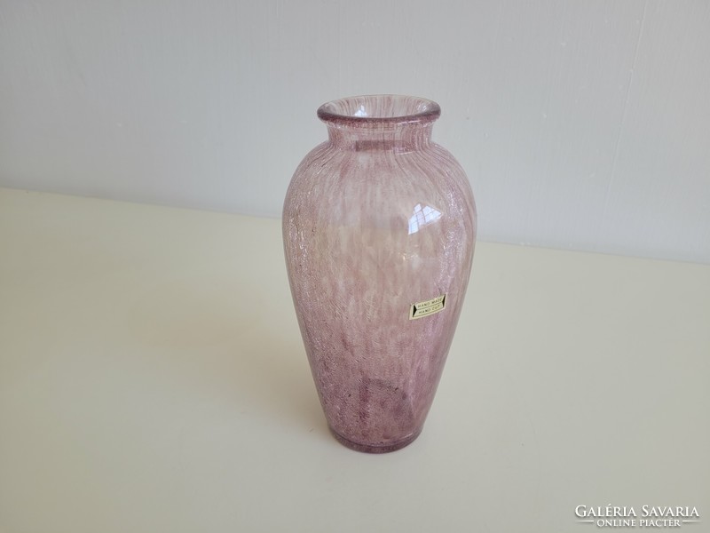 Retro Karcagi berekfürdő cracked veil glass mid century glass vase