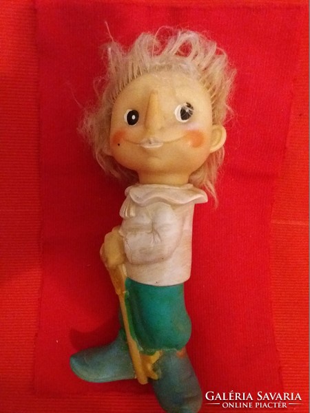 Régi CCCP orosz Pinokkió BURATTINO hajas gumi játék figura baba ARANY KULCSOCSKA  26cm képek szerint
