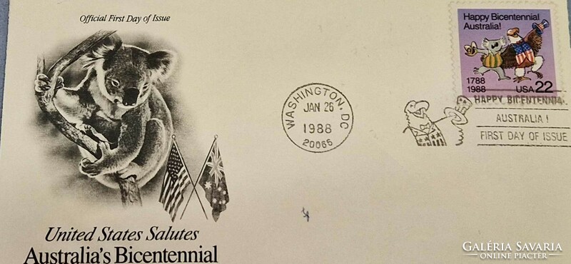 First day envelope, united states salutes australias bicentennial, 1788-1988