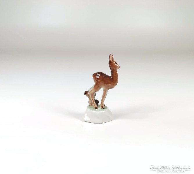 Herend brown deer miniature porcelain figurine 7 cm., Flawless! (J001)