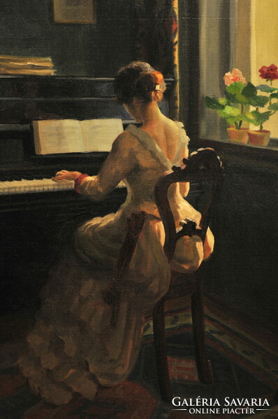 Pap Emil (1884-1955): Zongorázó hölgy
