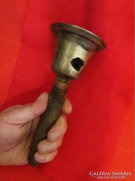 Antique wood-handled copper pedellus / attention-grabbing wooden-handled hand bell 21 cm according to pictures