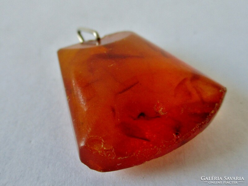 Special antique silver and amber pendant
