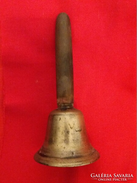 Antique wood-handled copper pedellus / attention-grabbing wooden-handled hand bell 21 cm according to pictures