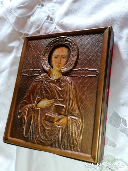 Rézborítású Szent Pantaleon ikon