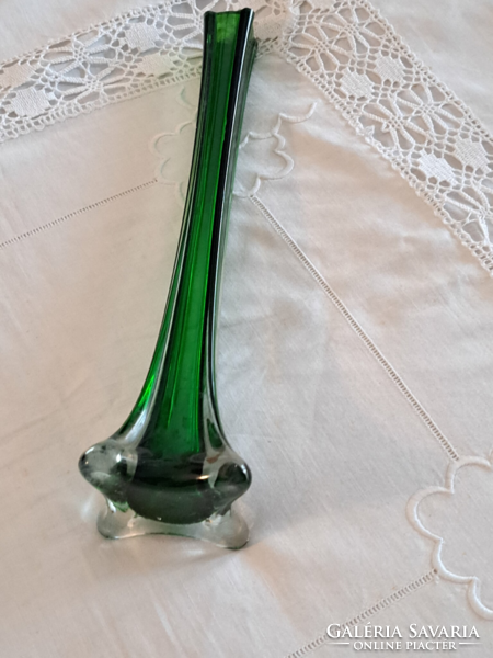 Régi egyszálalas üveg váza/zöld