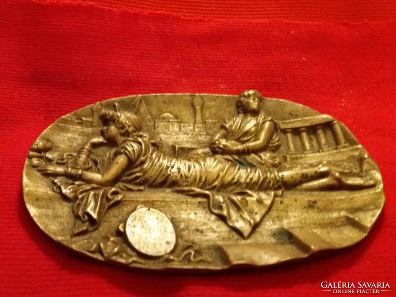 Antique relief scene copper bowl table decoration / soap holder 18 x 12 cm according to the pictures