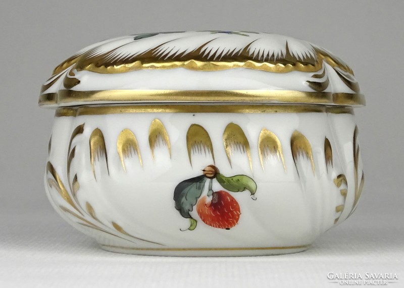 1O346 Bouquet de Fruits mintás barokkos Herendi porcelán bonbonier