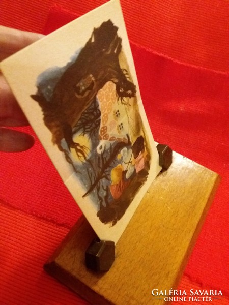 Régi asztali fényképtartó fából, a kép CSAK dekoráció 15 x 8 x 4 cm a képek szerint