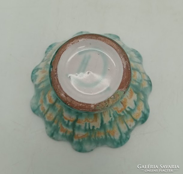 Dybisewszky applied art ceramic bowl, wavy edge, 7 cm x 11 cm, marked