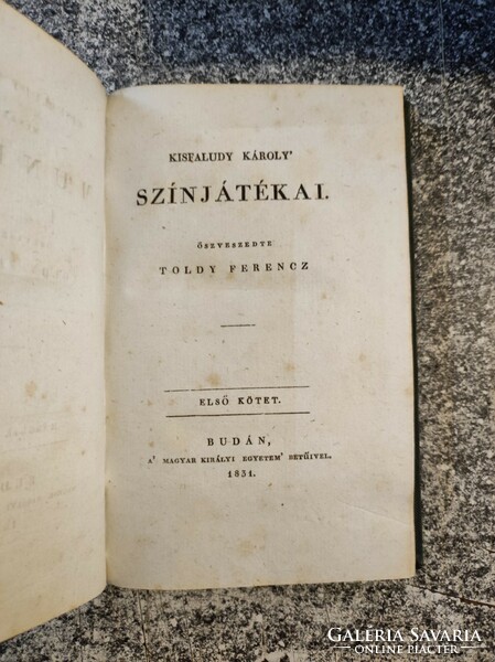 Kisfaludy Károly, Minden munkái. Öszveszedte Toldy Ferencz. 8 köt.  Budán, 1831.
