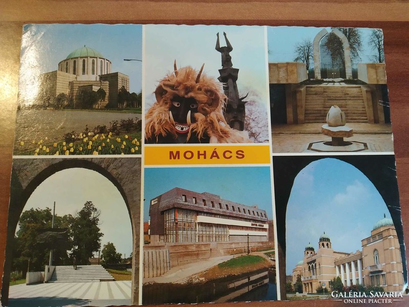 Mohács, mosaic postcard, used