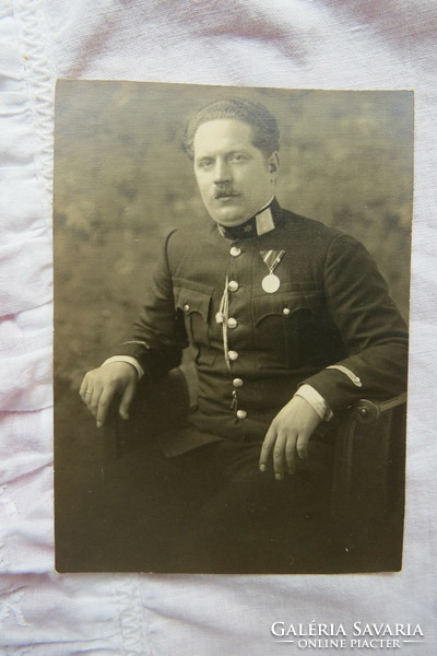 Old military photo sheet, men in uniform with medals, circa 1910-20s