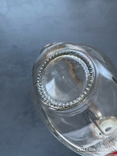 Ezüstözött, különleges kacsacsőrű üveg karaffa, kiöntő