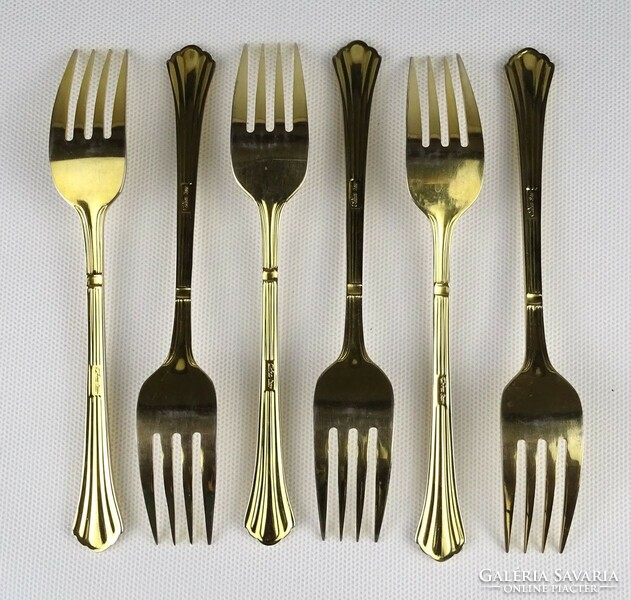 1O397 marked gold-plated cutlery set fork set 6 pieces