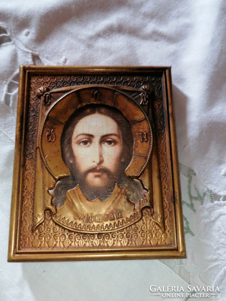 Vintage rézborítású Jézus ikon