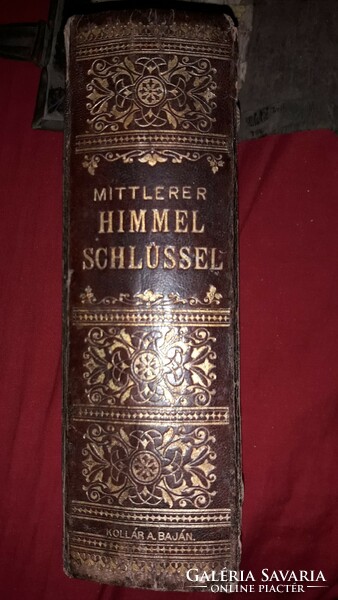 Antik 1889 gótbetűs rézveretes bőrkötéses csatos imakönyv 16 századi boritóval a képek szerint