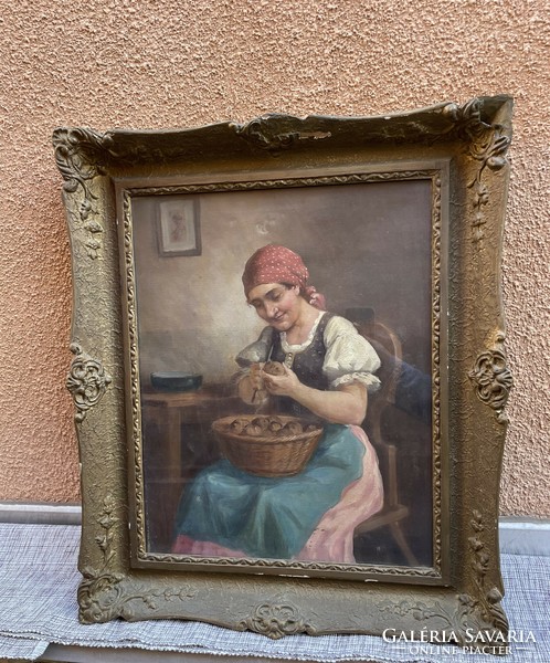 Zoltán Ott (1881-1946) - potato peeling woman