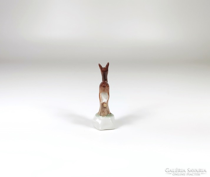 Herend brown deer miniature porcelain figurine 7 cm., Flawless! (J001)