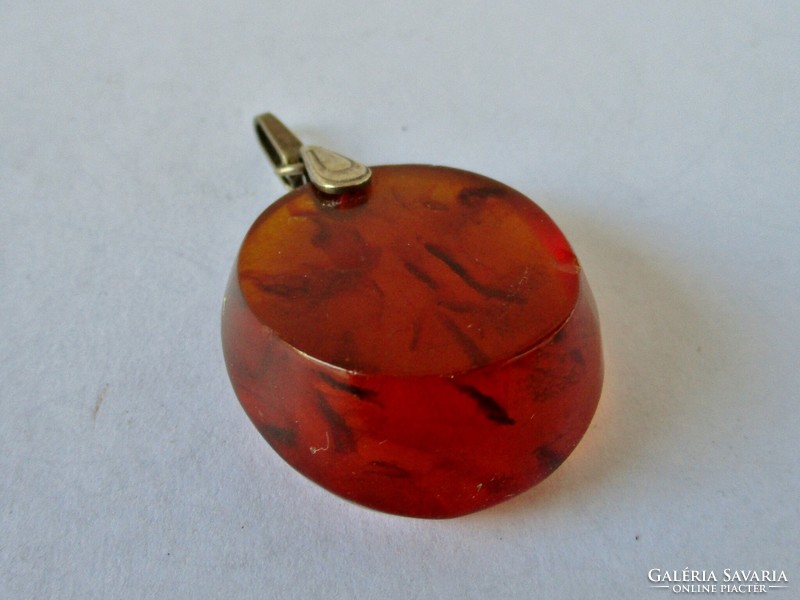 Beautiful old Russian silver amber pendant