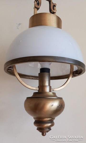 Copper mushroom ceiling lamp with a beautiful milk glass shade. Negotiable