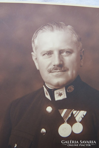 Old military photo sheet, men in uniform with medals, circa 1910-30s