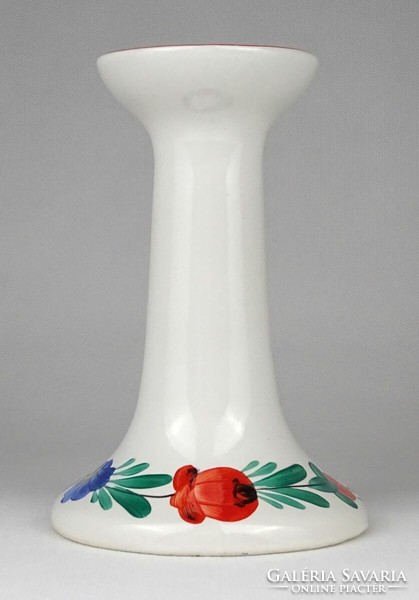 1O470 old Szeged hand-painted white industrial art ceramic candle holder 14.5 Cm