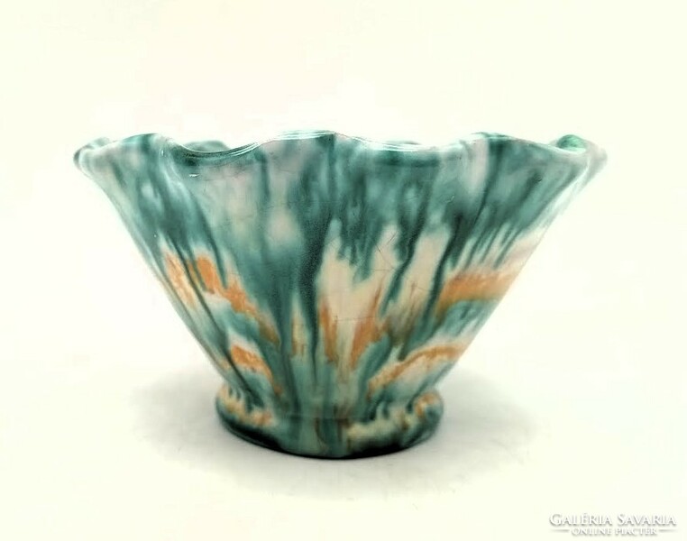 Dybisewszky applied art ceramic bowl, wavy edge, 7 cm x 11 cm, marked