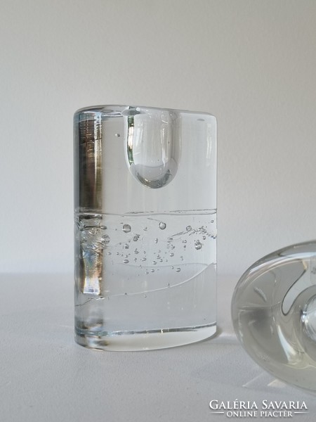 Iittala arktia solid glass design candle holder -timo sarpaneva marked finnish vintage items