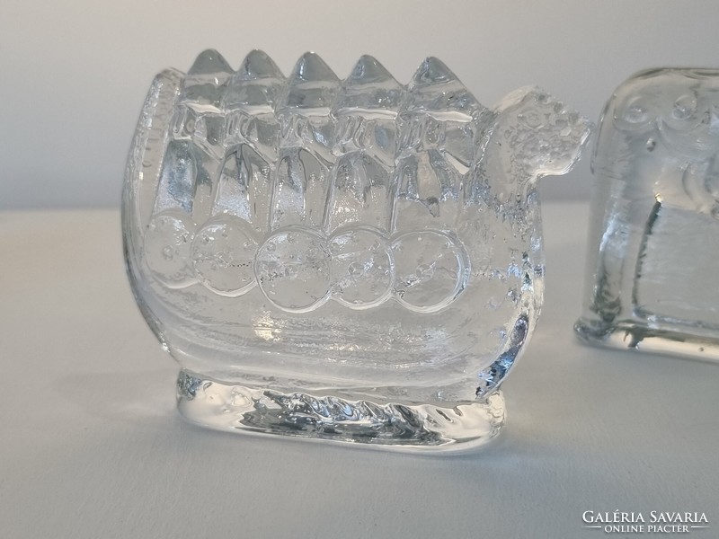 Lindshammar Swedish ice glass sculpture, viking ship